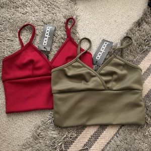 Boohoo Bralettes Khaki and Red